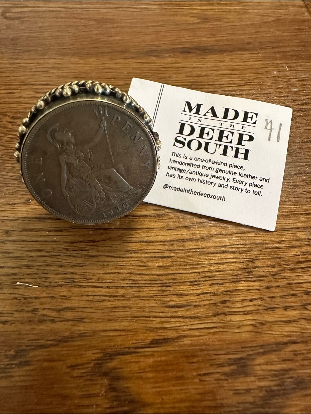 Made In The Deep South 1930’s Silver Coin Statement Ring - Adjustable - MIDS - Picture 9 of 11